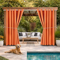 Waterproof Outdoor Curtain W84 x L84 - Grommet Top Sunlight Blocking Window Treatment Drapes Blackout Curtains for Home Bedroom Living Room Outdoor Patio Porch Gazebo (Orange, 2 Panels)