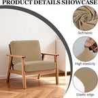 Cushion Covers, 4 Pack Khaki Stretch Slipcovers for Patio and Sofa Seats
