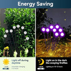 Solar Garden Lights Outdoor Waterproof, 4 Pack 32 LED Swaying Light Firefly Light Outdoor Decor Lights for Garden Gifts for Pathway Party Christmas Decoration, Purple