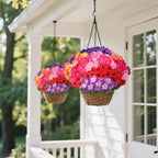 Artificial Geraniums Flowers for Outdoors, 6 Bundles Realistic Silk Fake Geranium, No Fade Faux Plants for Hanging Baskets, Window Boxes, Pots - Porch, Patio, Garden Decor(6 Color)
