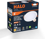 HALO HLB 6 in LED Recessed Lighting Canless Dimmable Wet Location Selectable Lumens and Selectable Color 27/30/35/40/5000K Indoor Outdoor Soffit Ceiling Downlight HLB6LSFS5