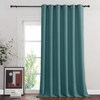 NICETOWN Room Divider Curtain 132 Inches Long, Wide Blackout Sliding Door Curtain for Bedroom, Room Darkening Privacy Window Curtain for Patio Door (1 Panel Set, Sea Teal, 80 x 132 Inch)