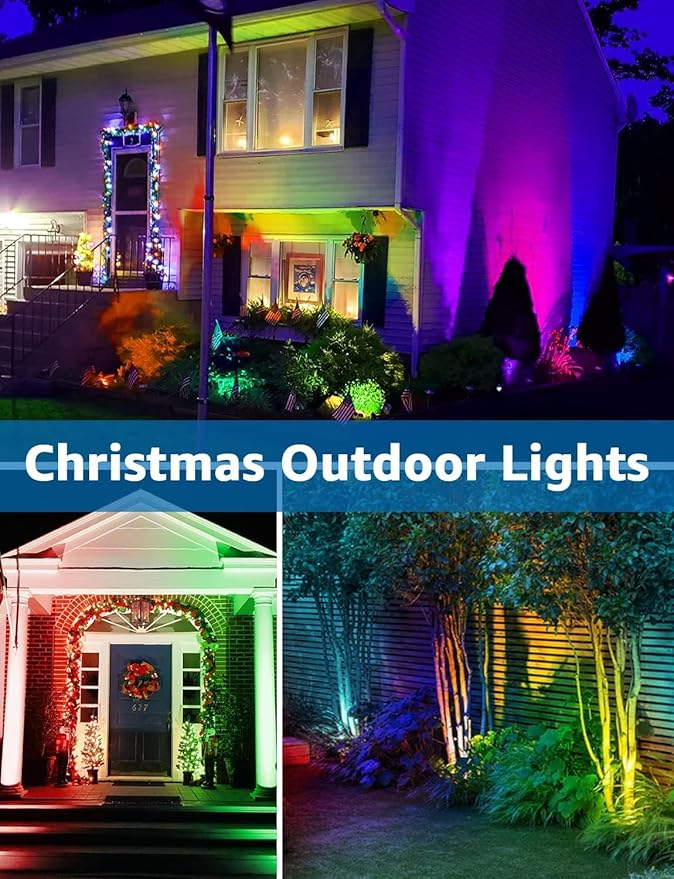 Landscape Spotlights, 24 Pack 12W RGBW Color Changing, Black Aluminum