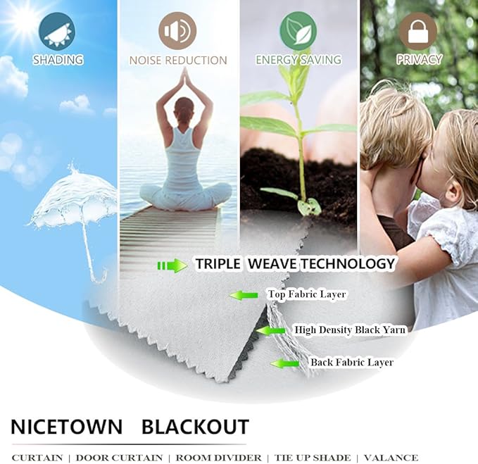NICETOWN Patio Curtain Outdoor Waterproof W100 x L108, Rustproof Top & Bottom Grommet Room Darkening Windproof Outdoor Living Divider Privacy Thermal Insulated Blinds for Pool, Greyish White, 1 Piece