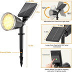 Solar Lights Outdoor Spot Light: 4 Pack 120°&180° Adjustable Bigger LED Solar Spot Lights Outdoor Waterproof - Landscape Lighting Spotlights for Garden, Yard, Pathway, Tree, Flag, Wall (Warm White)