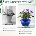 4 Sets African Violet Pots 4 Inch Self Watering Pot for Indoor Ceramic Self Watering Planter for Flower Lovers Ideal Plant Pot Thriving Flower Maintenance