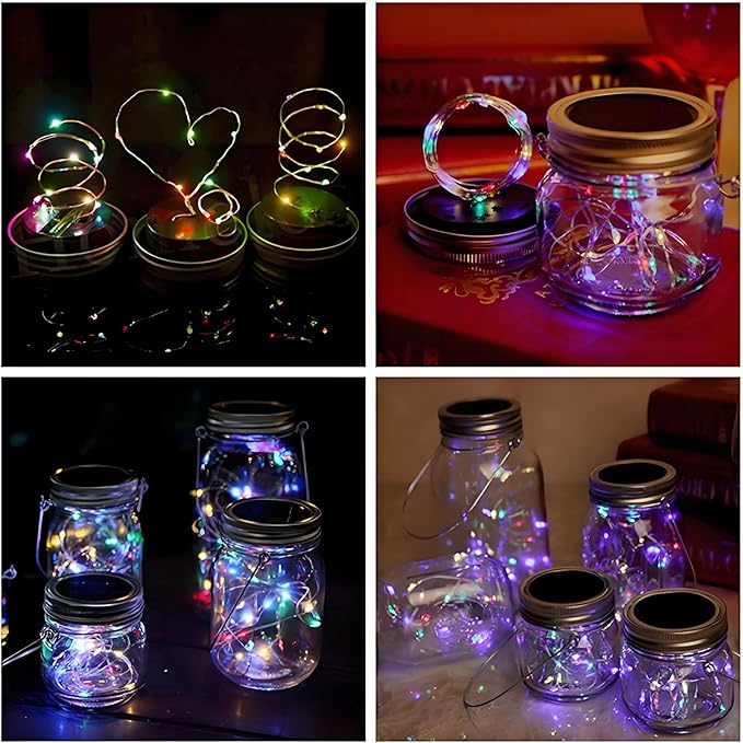 String Lights Solar Mason Jar Lid Lights, 12 Pack, Multicolor, 30 LEDs