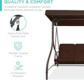 Porch Swing Glider, 3-Seat Brown Canopy with Flatbed