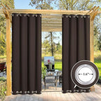 NICETOWN Outdoor Curtain 95 Long for Patio Waterproof, Thermal Insulated Blackout Curtain/Drape with Grommets on Top and Bottom for Indoors and Outdoors (1 Piece, 52 Inch by 95 Inch, Toffee Brown)
