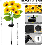 6 Pack with 36 Sunflower Lights,Solar Lights Outdoor Garden Decor,Solar Flowers Lights Waterproof,Sunflowers Birthday Gifts for Mom Women Grandma,Decorative Stakes Lights for Landscape Yard Patio Lawn