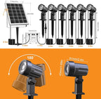 MEIKEE 6 in 1 RGB Solar Landscape Lights with Remote, RGB Color Changing LED Solar Spotlights, Outdoor Waterproof RGB Spot Lights for Garden Party Wedding Christmas Festival