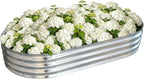 Galvanized Raised Garden Bed Outdoor, Large Raised Bed for Gardening, 6x3x1ft Oval Metal Planter Box for Vegetables, Fruits, Flowers, Silver