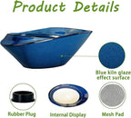 Planter Pot, Blue Ceramic Bonsai Pot with Drainage Hole, 12 Inch