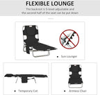 Outsunny Chaise Lounge Chair Outdoor with Face Arm Hole, 5-Position Reclining Face Down Tanning Chair with Carry Strap, Side Pocket, Portable Folding Bed Cot for Patio Beach Pool, Black