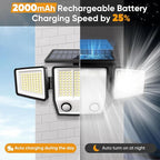 Solar Lights Outdoor Waterproof Motion Sensor - 416 LEDs 3000 Lumens Super Bright 3 Brightness 3 Modes 2400mAh 360° Illumination 32ft Solar Flood Security Light for Outside (Classic, 2)