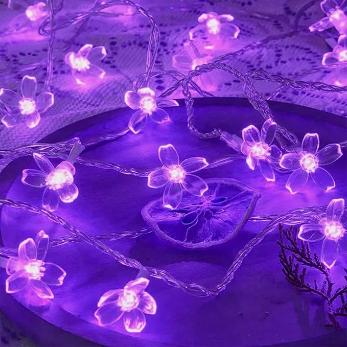 Indoor String Lights, 33ft Purple Cherry Blossom Fairy Lights, 100 LEDs