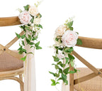 Artificial Flowers 8 Pack Blush and Cream Wedding Aisle Chair Decor