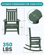 SERWALL HDPE Outdoor Rocking Chair Set of 6, Patio Rocking Chairs for Adults, All Weather Outdoor Rockers for Lawn, Green