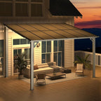 AECOJOY 12' x 8' Gazebo Outdoor Pergola for Patio, 8'x12' Hard Top Lean to Pergolas and Gazebos Clearance with Patio Roof Shelter, Large Wall-Mounted Heavy Duty Awnings for Decks, Backyard