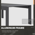 Solaste Aluminum Outdoor Coffee Table, All-Weather Rectangle Metal Patio Coffee Table Furniture for Balcony, Garden, Indoor or Outdoor Use, Dark Grey