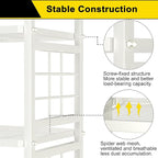 GIOTORENT 5-Wire Standing Storage Shelves, Metal Shelving Unit Pantry Rack for Laundry Kitchen Bathroom Organizer(White)