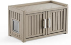 2 Doors Shoe Storage Bench - 2 Side Door Hidden Furniture Cabinet with Storage, Waterproof Entryway Bench with Seat for Indoor Outdoor, End of Bed Footrest Stool for Bedroom, Hallway, Grey