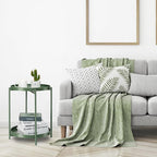 danpinera 2 Tier Metal Side Table with Removable Tray, End Table Outdoor Small Accent Table, Anti-Rust Green Nightstand for Bedroom Balcony Patio (Dark Green)