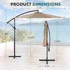 OLIXIS Offset Patio Umbrella, 9.7FT Cantilever Table Umbrellas for Outdoor Sun Shade UV Protection with Easy Tilt Adjustment, 8 Ribs for Backyard, Lawn, Garden, Pool - Khaki