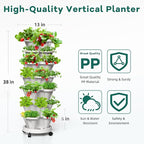 7 Tiered Strawberry Vertical Planters, 2 Pack Stacking Tower Garden with Support Pole, Stackable Herb Vegetable Planters Indoor Outdoor White