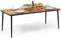 Tangkula 79" Acacia Wood Outdoor Dining Table for 8, Large Rectangular Patio Table with 1.9" Umbrella Hole, Metal Frame & Foot Pads, 8-Person Outside Table for Garden, Poolside & Backyard