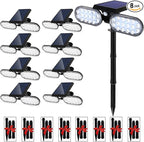 EMANER Motion Lights Solar Powered, Outdoor Solar Flood Lights, Stay On or Motion On/Off, Dusk to Dawn Security Solar Light, Landscape Spotlights for Garden Backyard Path, 8-Pack