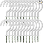 24 Pack Ceiling Hooks for Hanging Plants - 2.2 inches Heavy Duty, Hanging Hooks for Christmas Lights, Cups, Decors - White Vinyl Coated Screw in Plant Hanger Hook Indoor and Outdoor