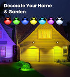 MEIKEE 15W RGB Color Changing Landscape Lighting 120V LED Landscape Lights with 4.9ft Cable IP66 Waterproof Outdoor Spot Lights for Garden Path Decoration (4 Pack)
