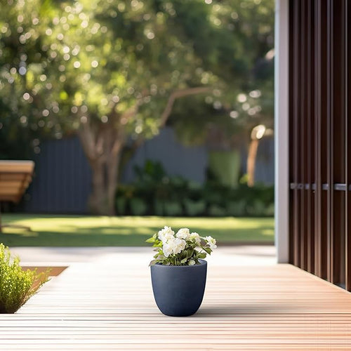 10 Inch Dia Round Concrete Planter – Charcoal