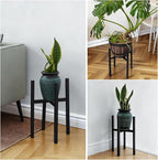 Adjustable Plant Stand Indoor Outdoor, Metal Plant Stand 9 to 15 Inches, Mid Century Modern Floor Flower Pots Stand, Plant Holder for Home Garden Decor Load Bearing 160 LB Black