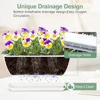 4-Piece White Rectangular Window Sill Planters with Drainage Holes and Trays (11 Inches) for Basil, Orchids, and Succulents Modern Herb Garden Planters Suitable for Indoor/Outdoor Plants