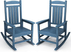 KINGYES HDPE Patio Rocking Chair Set of 2, Outdoor Rocking Chairs Porch Rocker for Adults, Navy