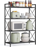 SONGMICS 4-Tier Metal Storage Rack, Shelving Unit with X Side Frames, Dense Mesh, 12.6 x 31.5 x 44.3 Inches, for Entryway, Kitchen, Living Room, Bathroom, Industrial Style, Ink Black UBSC184B01