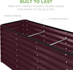 Best Choice Products 8x2x2ft Raised Outdoor Metal Garden Bed, Deep Root Box Planter for Vegetables, Flowers, Herbs, 240 Gallon Capacity, 100% Non Toxic Materials - Burgundy