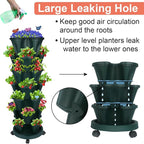 GameXcel Vertical Planter, 7 Tier Stackable Strawberry Planter with Garden Tool Set, Movable Indoor/Outdoor Garden Herb Pot for Growing Vegetables and Succulents, Green
