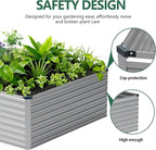 Vengarus 12x4x2FT Galvanized Raised Garden Bed Kit, Large Rectangle Elevated Planter for Vegetables, Flowers, Herbs and Succulents -718 Gallon Capacity, Silver
