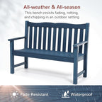 Stoog 4-Piece Patio Furniture Set, All-Weather HIPS Outdoor Dining Set, Includes 1 Bench, 2 Chairs, 1 Coffee Table, Blue