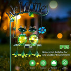 HONGLAND Solar Lights Outdoor Waterproof, Frog Swing Garden Decor, Frog Decorative Stake with Welcome Sign Landscape Patio Yard Gifts for Women Mom (48 inch)
