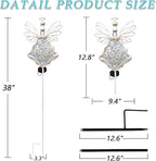 38Inch Angel Solar Lights Outdoor Decorative-Metal&Glass Angel Hydrangea Flower Garden Stake Lawn Light- Waterproof 30 Warm White LED for Remembrance Gifts & Grave Decorations (White)