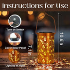2 Pack Solar Lanterns Outdoor Hanging Lantern Lights, Dragonfly Hollowed-Out Metal Decor Lantern, Waterproof LED Decorative Garden Light - Delicate Garden Decoration for Patio, Yard