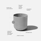 Veradek Mason Series Lima Planter - Round Planter for Indoor or Outdoor Porch/Garden | Made from Plastic-Stone Composite with Drainage Holes | Modern Décor for Succulents, Flowers, Small Plants
