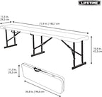 LIFETIME Portable Folding Bench, 6‑Foot Fold‑in‑Half, UV‑Resistant Seat, Powder‑Coated Steel Frame, Lightweight, Stain‑Resistant, Non‑Marring Foot Caps, Indoor/Outdoor Portable Seating