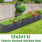 POILKMNI 12x2x1ft Oval Fabric Raised Garden Bed - Outdoor Planter Box Non-Woven Fabric Patio Planting Bed Garden Grow Bed Bag for Growing Herbs, Flowers and Vegetables