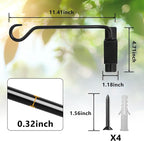 2PCS Wall Mounted Plant Hanger, Indoor/Outdoor Decorative Hook for Hanging Plants, Windchime, Baskets – Rustic Iron Plant Holder, Ideal Wall Décor, Ceiling Hooks for Indoor Garden- (12in)
