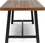 Great Deal Furniture Beau Outdoor Eight Seater Wooden Dining Table, Teak and Rustic Metal Finish